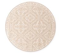 Hanse Home: Alfombra reversible para interior y exterior, resistente a la intemperie, robusta, diseño "Rosel", yute, color blanco - diámetro 160 cm
