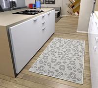 HANSE Home Coffee Cups - Alfombra de Cocina Antideslizante, diseño de café, fácil Cuidado, Resistente, con Certificado Öko-Tex para Cocina, Pasillo, Entrada, Color Crema y Gris, 92 x 150 cm