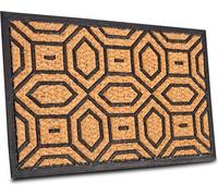 Hanse Home Diamonds, Alfombra de limpieza, para interior/exterior, rectangular, negra, marrón, con diseño, de fibra de coco