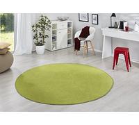 Hanse Home Fancy Alfombra Redonda - Alfombra Moderna de Terciopelo para salón, salón, habitación de los niños, Pasillo, Dormitorio, Cocina, Color Verde, diámetro 133 cm
