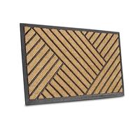Hanse Home Felpudo de Coco y Goma para Interior y Exterior - Natural, Alfombrilla con Diseño de Rayas, Resistente a la Intemperie y Antideslizante