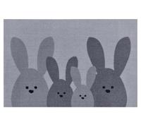 HANSE Home Felpudo de diseño con Texto Bunny Family (40 x 60 cm, para Interiores y Exteriores, 100% Poliamida, fácil de Limpiar, Resistente, Antideslizante, Pascua, Festivo, Conejo), Color Gris
