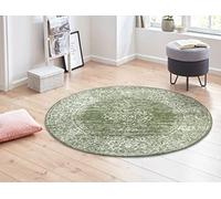 Hanse Home Gloria Orient Alfombra Redonda de 160 cm - Alfombra de Salón Multicolor Vintage Patrón Oriental para Pasillo, Comedor, Dormitorio, Habitación de los Niños, Salón, Cocina - Verde
