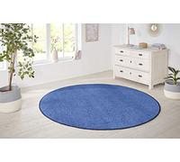 Hanse Home Nasty Alfombra Redonda - Alfombra de salón, mullida de Pelo Corto, Monocolor, para Comedor, salón, habitación de los niños, Pasillo, Dormitorio, Cocina, Color Azul Liso, 133 cm