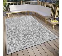 HANSE Home Telu - Alfombra Impermeable para Interior y Exterior, diseño Moderno, Resistente al Agua, Tejido Plano para jardín, balcón, terraza, salón, Color Beige y Gris, 76 x 150 cm