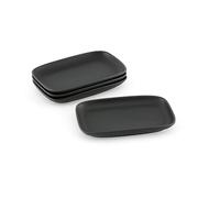 Hanseküche Juego de 4 platos para servir de gres, rectangulares, color negro mate, rectangulares, aptos para lavavajillas