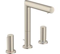 Hansgohe AXOR Uno Mezclador de lavabo de 3 orificios 200 con tirador y juego de desagüe, proyección 183 mm, 45133820, Color: Níquel Cepillado