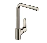 Hansgrohe Focus M41 - Grifo monomando de fregadero 280 con caño giratorio, aspecto de acero inoxidable 31817800