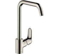Hansgrohe – Grifo de cocina Focus M41 31820800 – Monomando, caño giratorio, acero inoxidable