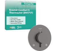 hansgrohe 33718340 Termostato, Cromo Negro Cepillado, 2 Verbraucher mit Sicherungskombination