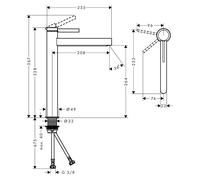 HANSGROHE 76072000 - Grifo monomando para lavabo, modelo Finoris, altura 260 mm