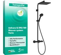 Hansgrohe Activera Q - Conjunto de ducha con termostato, 29x18 cm, 2 chorros, EcoSmart, negro mate. 28748670