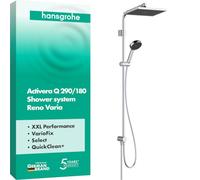 hansgrohe Activera Q - sistema de ducha max. 8 l/min (EcoSmart) sin grifo, ducha lluvia (290 x 180 mm) con inversor, ducha de mano, flexo, barra, ducha fija, cromo, 28757000