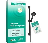 Hansgrohe Activera S - Juego de cabezal de ducha, barra y manguera, 2 tipos de chorro, EcoSmart+, Water Boost, negro mate 28863670