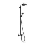 Hansgrohe Activera S - Conjunto de ducha con termostato de baño, diámetro 24 cm, 2 chorros, EcoSmart, negro mate 28871670