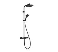 Hansgrohe Activera S - Conjunto de ducha con termostato, diámetro 24 cm, 2 chorros, EcoSmart+, negro mate 28083670