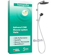 Hansgrohe Conjunto de ducha de pared Activera S – termostato, rociador lluvia 24 cm, EcoSmart+, cromo
