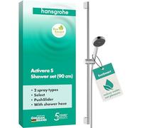 hansgrohe Activera Select S - conjunto de ducha con alcachofa de ducha ahorro de agua (EcoSmart, 2 tipos de chorro), flexo de ducha (1,60 m) y barra de ducha (0,90 m), cromo, 28046000