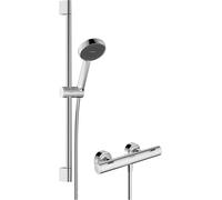 hansgrohe Activera Select S Sistema de ducha de montaje en superficie 95, EcoSmart con Ecostat Fine Varia y barra de ducha 65cm, 28876000, Color: cromado
