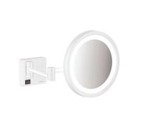 Hansgrohe Espejo cosmético AddStoris 21,7×21,7 cm redondo con LED Blanco mate 41790700
