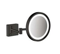 Hansgrohe Espejo cosmético AddStoris 21,7x21,7 cm redondo iluminación LED Negro mate 41790670
