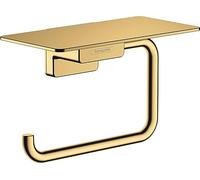 hansgrohe AddStoris Q - Portarrollos de Papel higiénico con repisa, portarollos para Montaje en Pared, fijación Oculta, Accesorios de baño, Color Oro Pulido, 41772990