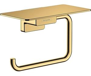 hansgrohe AddStoris Q - Portarrollos de Papel higiénico con repisa, portarollos para Montaje en Pared, fijación Oculta, Accesorios de baño, Color Oro Pulido, 41772990