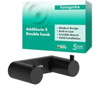 hansgrohe AddStoris S - Gancho toallero Doble, toallero de baño, Gancho para Albornoz, fijación Oculta, Accesorios de baño, Negro Mate, 41785670