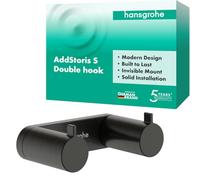 hansgrohe AddStoris S - Gancho toallero Doble, toallero de baño, Gancho para Albornoz, fijación Oculta, Accesorios de baño, Cromo Negro Cepillado, 41785340