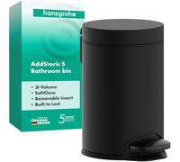 Hansgrohe AddStoris S - papelera de baño, cubo de basura baño con 3 litros de capacidad, papelera para cosméticos, accesorios de baño, cromo negro cepillado, 41775340