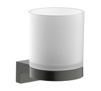 hansgrohe AddStoris S - portacepillos de Dientes, Vaso para cepillos de Dientes, para Montaje en Pared, fijación Oculta, Accesorios de baño, Cromo Negro Cepillado, 41769340