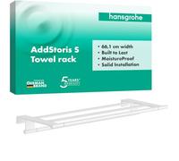 hansgrohe AddStoris S - toallero de baño con repisa, toallero de Pared, fijación Oculta, Accesorios de baño, Blanco Mate, 41781700