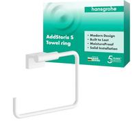 hansgrohe AddStoris S - toallero de baño, toallero de aro, para Montaje en Pared, fijación Oculta, Accesorios de baño, Blanco Mate, 41784700
