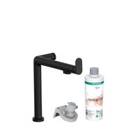 hansgrohe Aqittura M91 grifería de cocina, kit de inicio, Filtersystem 240, 1jet, 76802670, Color: negro mate