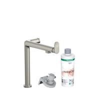 hansgrohe Aqittura M91 grifería de cocina, kit de inicio, Filtersystem 240, 1jet, 76802800, Color: acero inoxidable pulido