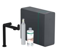 hansgrohe Aqittura M91 grifería de cocina, set de inicio, Sodasystem 240, 1jet, 76810670, Color: negro mate