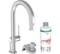 hansgrohe Aqittura M91 grifería de cocina, set de inicio, Filtersystem 210, extensible hasta 76cm, 1jet, sBox, 76800000, Color: cromado