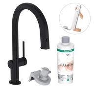 Hansgrohe Aqittura M91 grifo de cocina con filtro de pie negro 76800670