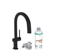 Hansgrohe Aqittura M91 grifo de cocina con filtro de pie negro 76801670