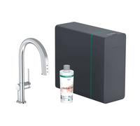 Hansgrohe Aqittura M91 - Grifo de fregadero con caño extraíble, SodaSystem, sBox, cromo 76836000
