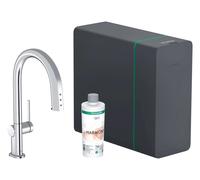 Hansgrohe Aqittura M91 - Grifo para fregadero con boquilla extraíble, SodaSystem, sBox lite, cromado 76838000