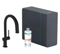 Hansgrohe Aqittura M91 - Grifo para fregadero con boquilla extraíble, SodaSystem, sBox lite, negro mate 76838670