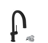 hansgrohe Aqittura M91 mezclador de cocina, Filtersystem 210, extensible hasta 50cm, 1jet, 76803670, Color: negro mate
