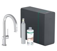 hansgrohe Aqittura M91 sistema de sifón 210, caño extraíble, 1 surtidor, con sBox lite, proyección 240mm, 76839000, Color: cromado