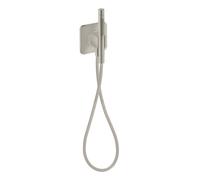 hansgrohe AXOR Citterio C mueble portero 120/120 softsquare con teleducha de barra de 2 chorros y flexo de ducha textil, 49626800, Color: Óptica de acero inoxidable