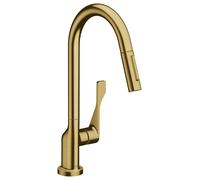 hansgrohe AXOR Citterio DN15 Mezclador monomando de cocina 250 con ducha extraíble, 39835250, Color: Óptica de oro cepillado