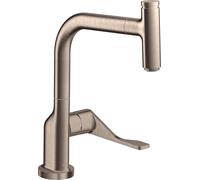 hansgrohe AXOR Citterio DN15 Mezclador monomando de cocina Select 230 con caño extraíble, 39861820, Color: Níquel Cepillado