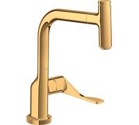 hansgrohe AXOR Citterio DN15 Mezclador monomando de cocina Select 230 con caño extraíble, 39861990, Color: Óptica Oro Pulido