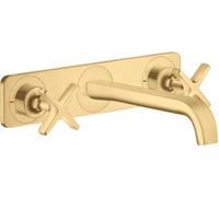 hansgrohe AXOR Citterio E Mezclador de lavabo empotrado de 3 agujeros con placa para montaje en pared, 36115250, Color: Óptica de oro cepillado