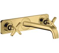 hansgrohe AXOR Citterio E Mezclador de lavabo empotrado de 3 agujeros con placa para montaje en pared, 36115990, Color: Óptica Oro Pulido